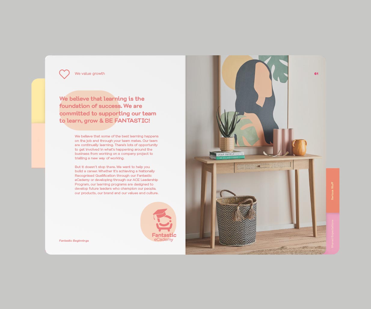 Communication design agency, Percept, create employee handbook for Australian retail company Fantastic Furniture, image M