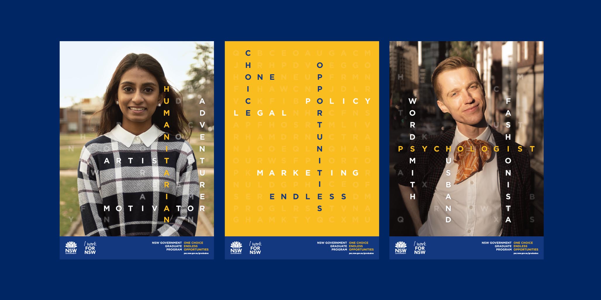 Brand Identity & Creative Campaign Design project for NSW Government Agency to promote professional services employment and career opportunities in Sydney & Australia, image H